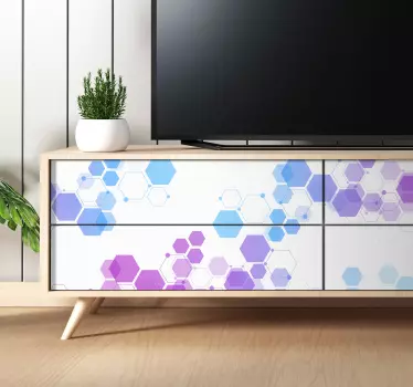 Abstrakte hexagoner møbeldekal - TenStickers
