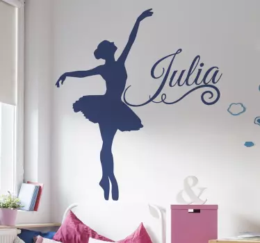 Silhoutte balletdanser med navn dansevægklistermærke - TenStickers