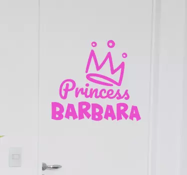 Prinsesse krone med navn glasdør klistermærke - TenStickers