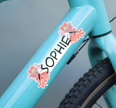 Glad sommerfugl og blomst klistermærke til cykel - TenStickers
