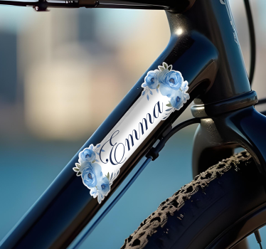 Blå blomster klistermærke til cykel - TenStickers