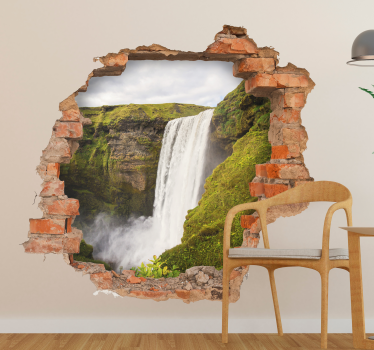 Trompe l'oeil vandfald visuelle effekter vægoverføringsbillede - TenStickers