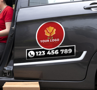 Personligt logo og telefonnummer klistermærke til bil - TenStickers