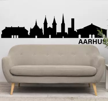 Aarhus skyline silhuet silhuet klistermærke - TenStickers
