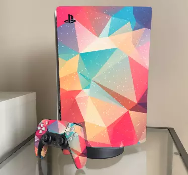 Abstrakt farverige trekanter playstation 5 klistermærke - TenStickers
