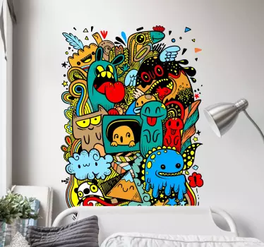 Abstrakt grunge monster graffiti klistermærke - TenStickers