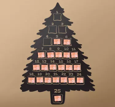 Advent kalender juletræ mærkat - TenStickers