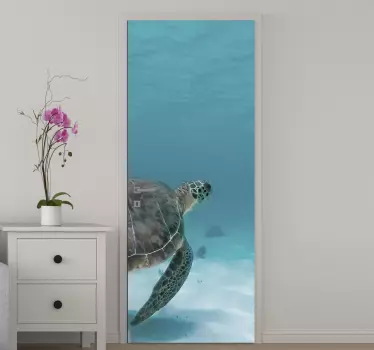 ægte skildpadde under havglas dørmærkat - TenStickers