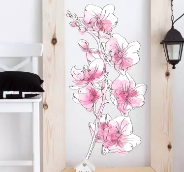 Akvarel orkidé blomst vægoverføringsbillede - TenStickers
