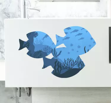 Akvarium fisk badeværelse vægoverføringsbillede - TenStickers