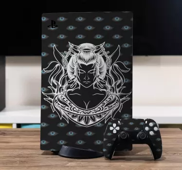 Anime ansigt blå øjne playstation 5 mærkat - TenStickers