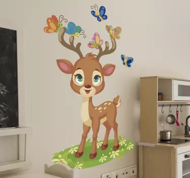 Animeret hjort illustration vægkunst - TenStickers