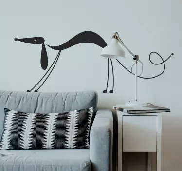 Asymmetrisk gravhund sticker - TenStickers