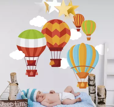 Babyroom air balloons hjemmemur klistermærke - TenStickers