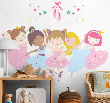 Ballet stjerner farverig illustration eventyr vægmærke - TenStickers