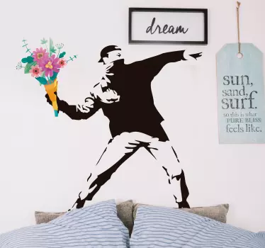 Banksy revolution blomster vinyl væg kunst mærkat - TenStickers