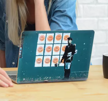 Banksy smiler bærbar hudmærkat - TenStickers