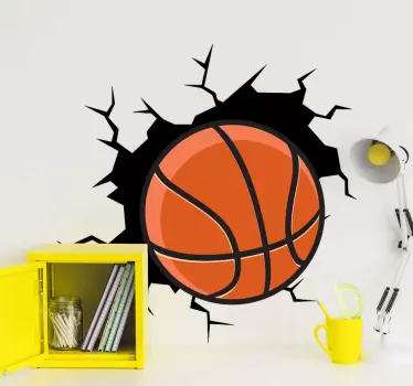 Basketball gennem væggen visuelle effekter vægmærkat - TenStickers