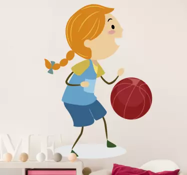 Basketball pige tegning basketball væg klistermærke - TenStickers