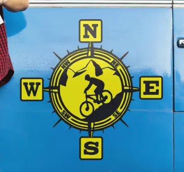 Bjergcykel kompas vægdekor - TenStickers