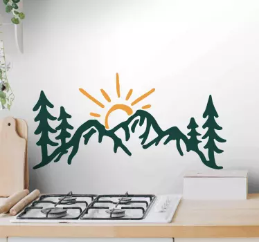 Bjerge med solen natur klistermærker - TenStickers