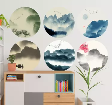 Bjerge og træer natur vægoverføringsbillede - TenStickers