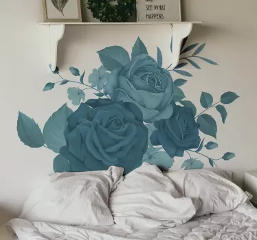Blå buket blomster blomst vægdekor - TenStickers