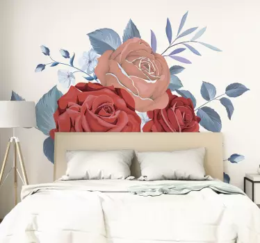 Blå buket blomster blomst vægmærkat - TenStickers