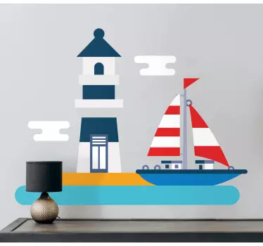 Blå fyrtårn marine klistermærke - TenStickers
