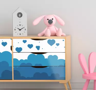 Blå hjerte sky mønster mærkater til møbler - TenStickers