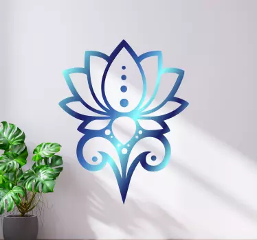 Blå lotusblomst vægoverføringsbillede - TenStickers