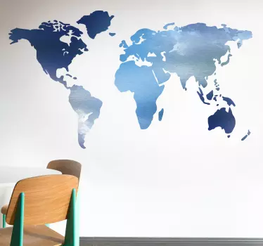 Blå nuanceret verdenskort wallsticker - TenStickers