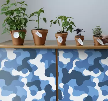 Blåt camo mønster folie til møbler - TenStickers