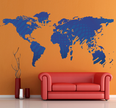 Blåt verdenskort wallsticker - TenStickers