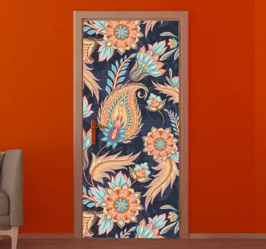 Bløde toner paisley mønster glasdørklistermærke - TenStickers