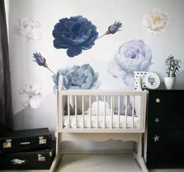 Blomster klistermærke til baby værelse blomster væg klistermærke - TenStickers