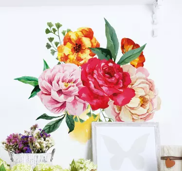 Blomster kunst vægklistermærke - TenStickers