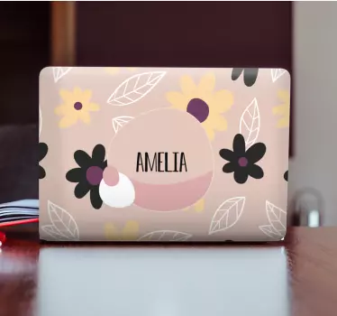 Blomster med beige baggrund klistermærker til bærbare computere - TenStickers