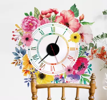 Blomster minimalisme klistermærke ur - TenStickers