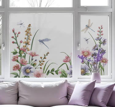 Blomster og guldsmede vindue sticker - TenStickers