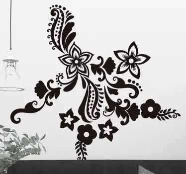 Blomster og spiraler blomster vægoverføringsbillede - TenStickers