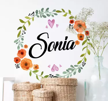Blomster personlig wallsticker - TenStickers
