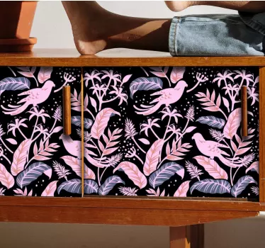 Blomsterfugleemblem folie til møbler - TenStickers