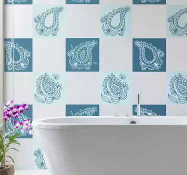 Blomstermotiver til overføring af paisley fliser - TenStickers