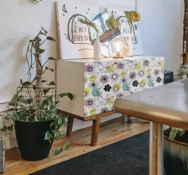 Blomstrende blomster møbler mærkat - TenStickers