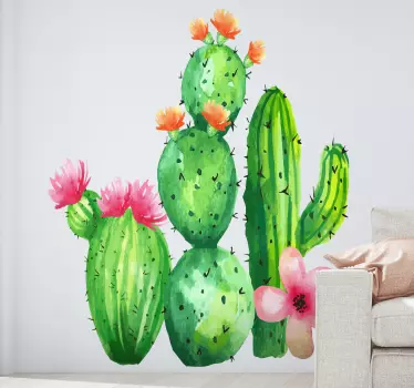 Blomstrende stor kaktus blomst vægoverføringsbillede - TenStickers
