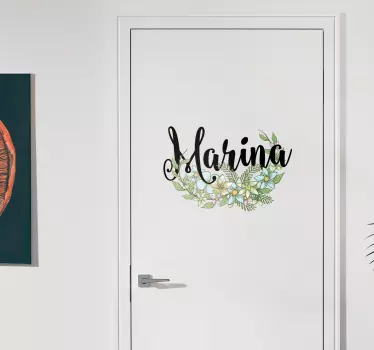 Blomstret personlig glasdørklistermærke - TenStickers
