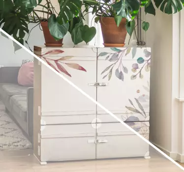 Blomstret vintage møbler mærkat - TenStickers