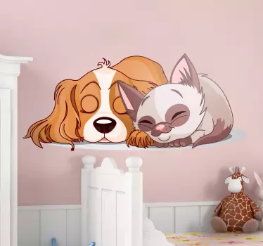 Børn klistermærker sovende kat & hund - TenStickers
