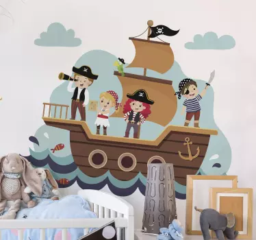 Børn pirater illustration væg kunst - TenStickers
